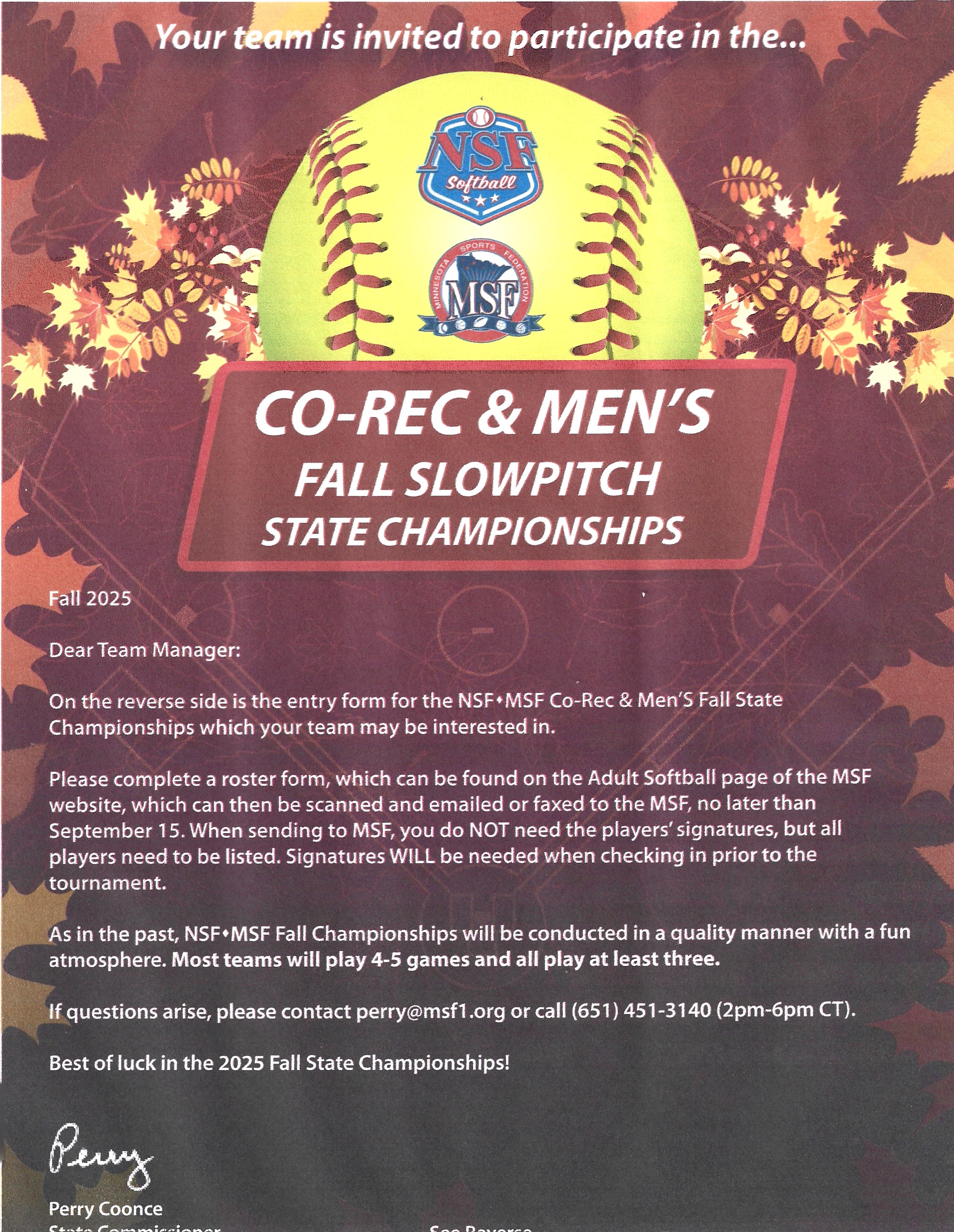 co-rec and mens fall tournment